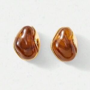 Ginger Amber Gold Post Earrings